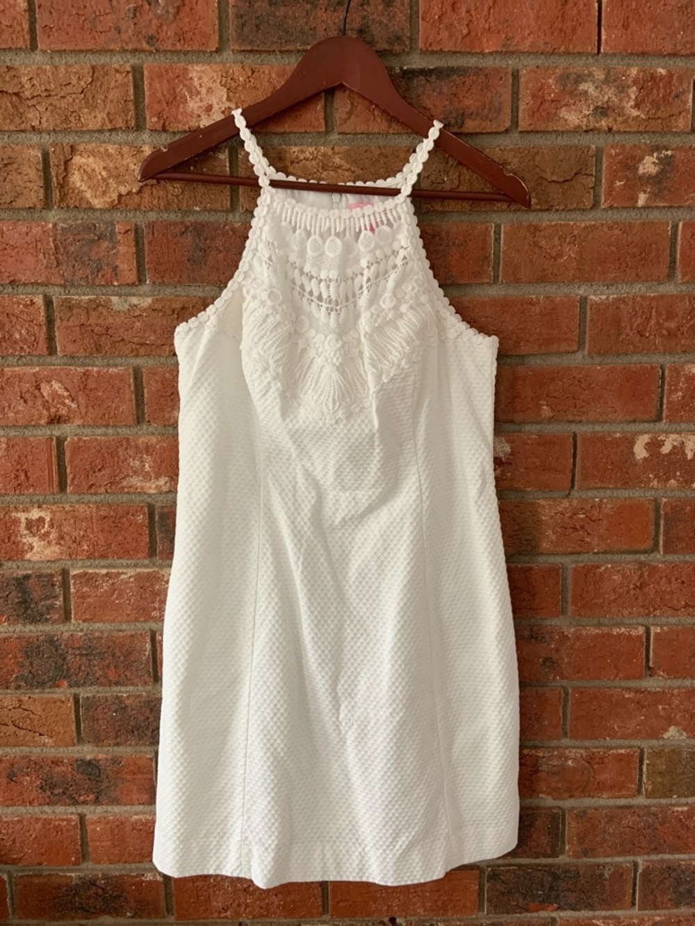Lilly Pulitzer Pearl White Crochet Halter Shift Dress